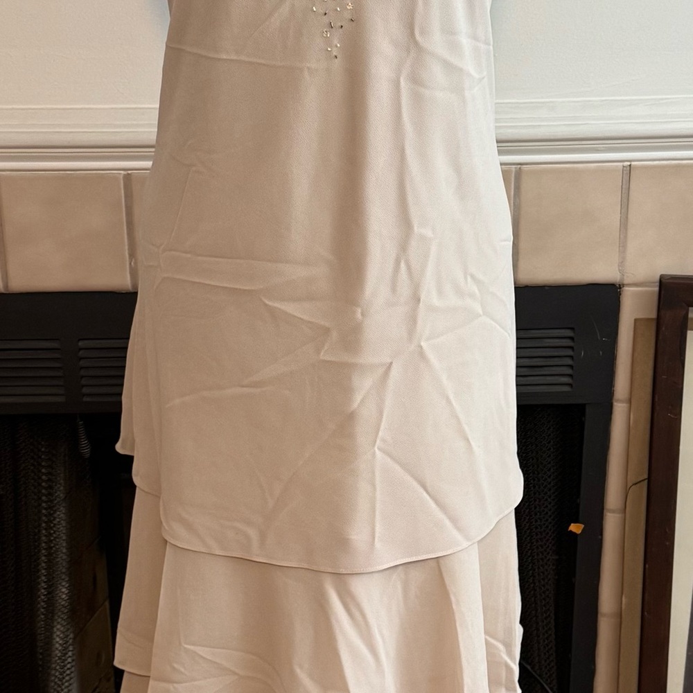 Vintage Cream Chiffon and Beaded Bodice Cocktail Dress by R&M Richards